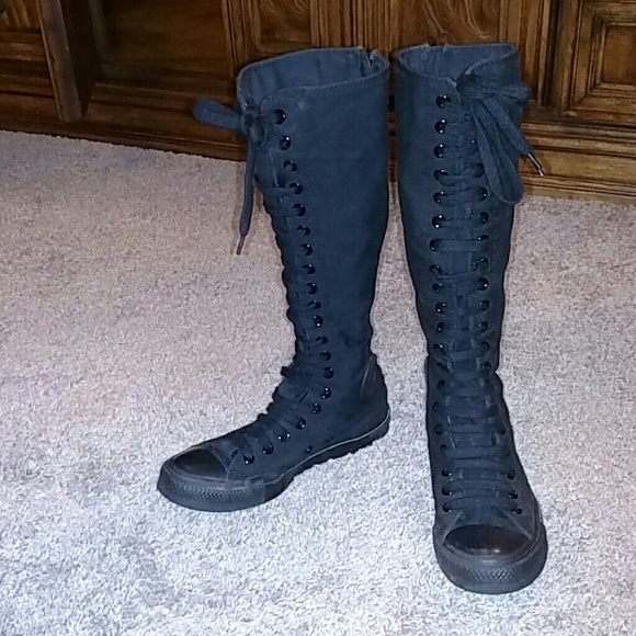 Converse Shoes - Black Knee High Converse